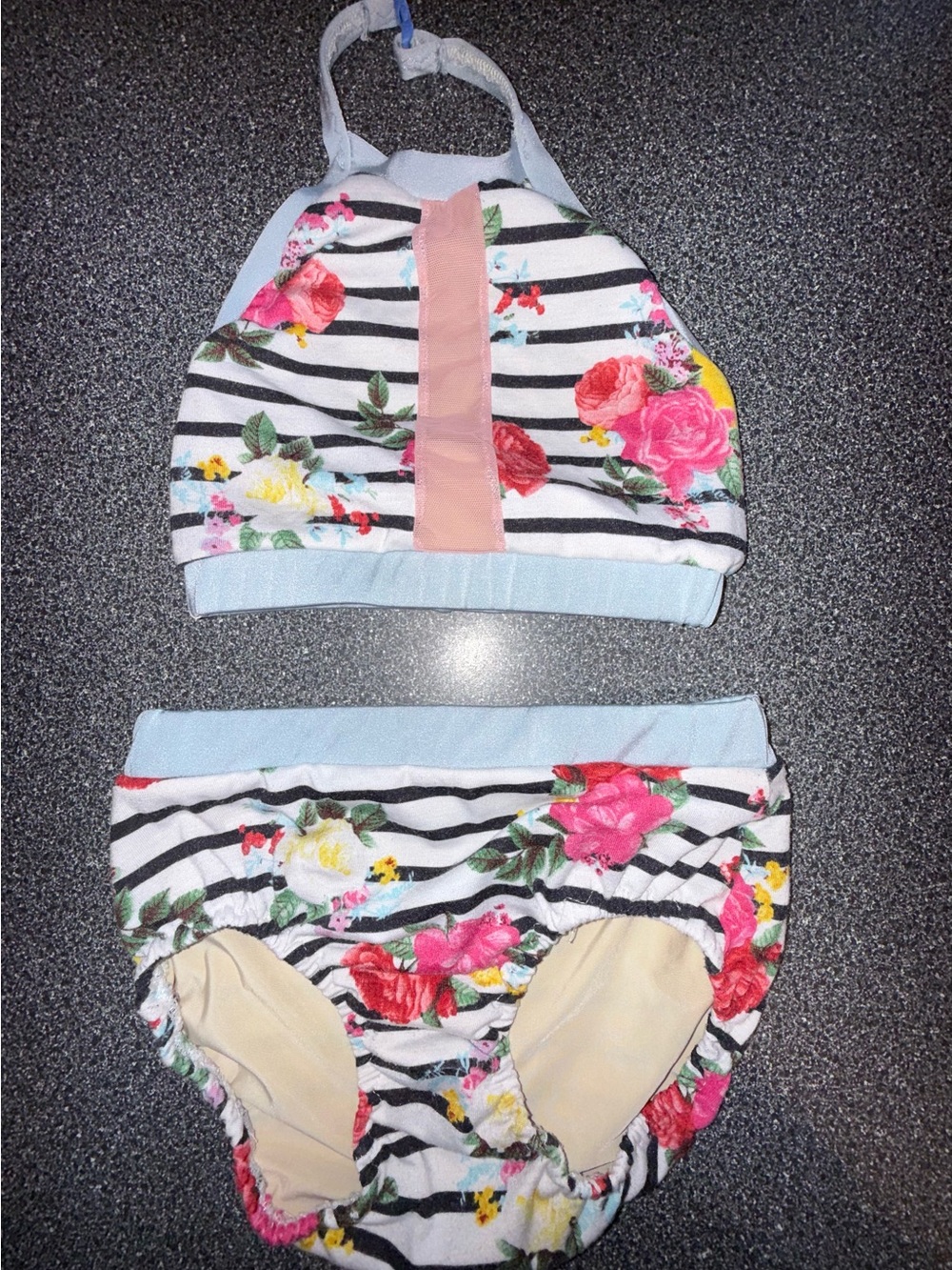 Sew Magic Two-Piece Dance Set for Kids - Floral, Pink & Blue Size Child Small